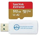 SanDisk 512GB Extreme Micro V30 A2 Class 10 Memory Card SDSQXAV-512G-GN6MN