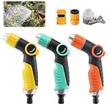 High Pressure Garden Hose Nozzle with 4 Adjustable Spray Patterns, Thumb Control Water Sprayer for Car Washing, Garden Watering, Patio Cleaning and Pet Bathing (Mixed Colors 3 pcs)