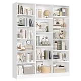 FACBOTALL Triple Wide Bookshelf, 6 Tier Large Bookshelf, Bookcase with 17 Open Display Shelves, 74'' Tall Bookcases and Bookshelves for Living Room, Home Office, Library, White
