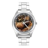 FodPand Mens Stainless Steel 3-Hand Analog Watch Easy Reader 40mm Dial