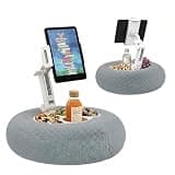 HomeMount Velvet Tablet Pillow Stand for Bed & Couch, Adjustable Kindle Pillow Stand with 360° Rotating Holder & Snack Tray, Ergonomic Hands-Free Holder Fits 4.7-11" Kindle, iPad & Phones (Grey)