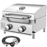 Veralune 2-Burner Tabletop Gas Grill, 22000 BTU Stainless Steel Grill