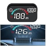 CIMIAUTO Windshield GPS Speedometer Head Up Display,HUD 3.5 Inches Digital GPS Speedometer Smart Gauge Overspeed,Compass, Mileage for Most Car Vehicles