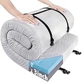 Memory Foam Camping Mattress Pad 3 Inch Thick, Portable Sleeping Pad with Waterproof Cover, Portable Roll Up Cot Mattress Pad Floor Mat for Travel Truck Bed Tent