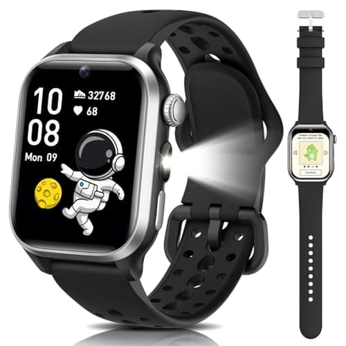 TotsyFun Smart Watch for Kids :Watch for Boys Girls, 20 Puzzle Games, Pedometer, Alarm Clock & Timer,No Phone Needed, Black
