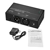 RiToEasysports 48V 12V Microphone Phantom Power Supply, Dual Voltage Ultra Low Noise Metal Casing with Power Adapter for Condenser Microphones (US Plug)
