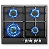 1 Pcs 24 Inch Gas Cooktop, Built-In 4 Burner Gas Stove Top, NG/LPG Convertible Black Enamel Propane Cooktop with Thermocouple Protection for Kitchen, Apartments, RV Pack of 1