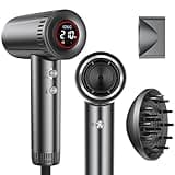 Hair Dryer with Magnetic Diffuser Attachments, Professional High Speed Ionic Blow Dryer for Fast Drying,9 Heat & 2 Speed Settings,Auto Clean and Cool Shot,Compact Hair Blow Dryer for Travel,Salon,Home