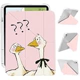 Funny Goose Stand Case for Ipad (A16) 11Th 11 Inch 2025 Cute Cartoon Animal Case for Ipad 10Th 10.9 Inch 2022 Lovely Girl Kid Protective Multi-Angle Foldable Cover Pencil Holder & Auto Wake/Sleep