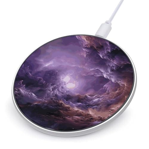 Purple Galaxy Wireless Charger Portable Fast Charging Pad Lightweight Wireless Charging Pad 10W Slim Charging Station for Phone Charger Mat for Travel Home Office Desk