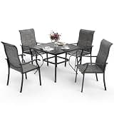 Pamapic 5-Piece Outdoor Dining Set, Patio Dining Set for 4, All-Weather Outdoor Patio Set with 4 Regular Chairs for Garden, Poolside, Deck,Gray