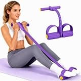 Pedal Resistance Bands with Handles, Durable 6-Tubes Multifunction Resistance Band, Natural Rubber Foot Pedal Resistance Bands, Fitness Resistance Bands for Abdomen, Waist, Arm, Leg, Pilates (Purple)