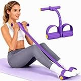 Pedal Resistance Bands with Handles, Durable 6-Tubes Multifunction Resistance Band, Natural Rubber Foot Pedal Resistance Bands, Fitness Resistance Bands for Abdomen, Waist, Arm, Leg, Pilates (Purple)