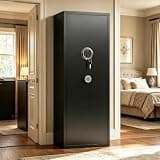 10-15 Biometric Gun Safe for Rifles and Pistols,Gun Safes for Rifle and Gun Locker, Gun Cabinet for Home with Adjustable Shelves, Gun Cabinet with Alarm Function, Gun Locker