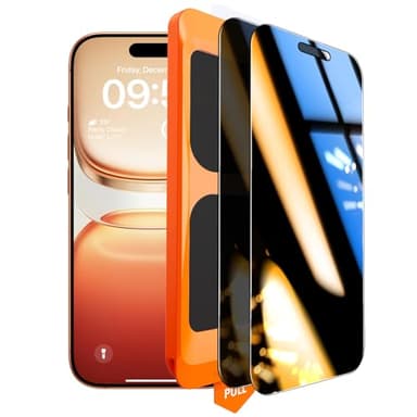 TOCOL Privacy Screen Protector for iPhone 17 Pro/iPhone 16 Pro 6.3 inch 9H Hardness Military Grade Shatterproof HD Tempered Glass for Full Coverage Easy Installation 2 Pack