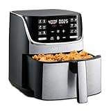 Gourmia Air Fryer - 7 Qt Capacity, LED Display, 12 One-Touch Presets, FryForce 360° Technology, Nonstick Dishwasher-Safe Basket & Crisper Tray, Stainless Steel