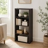 Furevol 4-Tier Bookcase, Bookshelf with Open Shelf, Book Shelf, 11.3 x 23.2 x 45.4, for Bedroom, Living Room, Home Office, Dark Oak