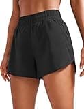 CRZ YOGA Dolphin Athletic Shorts for Women 3" - High Waisted Quick Dry for Running Workout Gym Track with Zip Pocket Black Medium