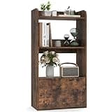 LOVEZOE 3 Tier Rustic Brown Bookshelf with Drawer, Freestanding Bookcase for Living Room Study Office, Engineered Wood, 21.5” L x 11.5” W x 41.5” H