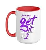Purple Don't Stop Get It-x2 Purple Graphic Ceramic Mug, Red/White, 15oz