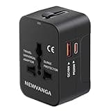 Travel Adapter USB C, Universal All in One Worldwide Travel Adapter Fast Charge GaN PD3.0 Type C USB-A Quick Charging Ports Power Converters Wall Charger AC Power Plug Adapter for USA EU UK AUS Black