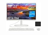 HP 22" All-in-One Desktop, FHD Backlit Display, Intel Celeron J4025 Processor, 32GB RAM,1TB PCIe SSD, HDMI, RJ-45, Wired Keyboard&Mouse, WiFi, Webcam, Windows 11 Home in S Mode, with Mousepad, White