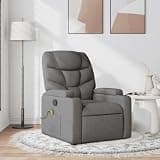 KHNLGFR Massage Recliner Chair Dark Gray Fabric with Manual Reclining, 6-Point Vibration Massage, 135 Degree Tilt, Dual Cup Holders and Side Pocket, Supports 242.5 lbs