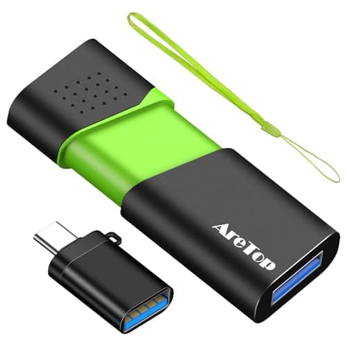 AreTop 128GB Flash Drive with Type C Adapter, Retractable USB 3.0 Thumb Drive Multicolor USB Drive for Date Storage, High Speed Jump Drives with LED Indicator, 128GB 1 Pack (Green)