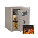 XPEDITION 2.0 cu.ft Vintage Retro Home Safe with Wheels, Large Digital Fingerprint Safe Box with Key, Removable Shelf, Fireproof & Waterproof Bag, Bedroom Home Security Safe with Decor Style