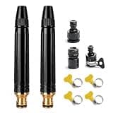 Heavy Duty High Pressure Hose Nozzle,Upgraded Adjustable Booster Car Wash Water Gun with Booster Nozzle & Stainless Steel Hose Clamps,Pressure Washer Attachment for Car Washing,Lawn Plant Watering