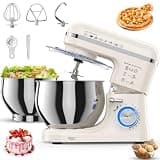 Stand Mixer, 5.3QT Stainless Steel Mixing Bowl + Extra 3.5QT Bowl, 10-Speed Electric Kitchen Mixer with Dough Hook, Beater & Whisk, Tilt-Head Food Mixer for Bread Dough, Cakes, Cookies & Baking,White