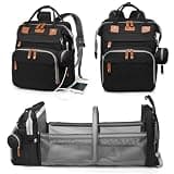 Astro alan Baby Diaper Bag with Changing Station, Waterproof Diaper Bag Backpack for Moms Dads with USB Charging Port, Baby Shower Gifts, Large Capacity diaper backpack, Black