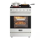 KoolMore 24 in. 4-Burner Electric Glass Top Slide-In Oven Range Stove, 240V Stainless Steel Kitchen Stove with Smooth Cooktop, Front Controls, Modern Residential Cooking Appliance
