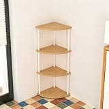 Wooden Corner Shelf, 3 Tiers, Multi-Layer Storage Cabinet, Sideboard, Gap Storage, Rounded Corners, Open Rack, Shelf, Storage Shelf, Bookshelf, Corner Shelf for Living Room(5 Tiers)(A,4)