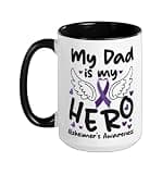 Alzheimer's Dementia Awareness Support Dad My Dad Is My Hero Ceramic Mug, Black/White, 15oz