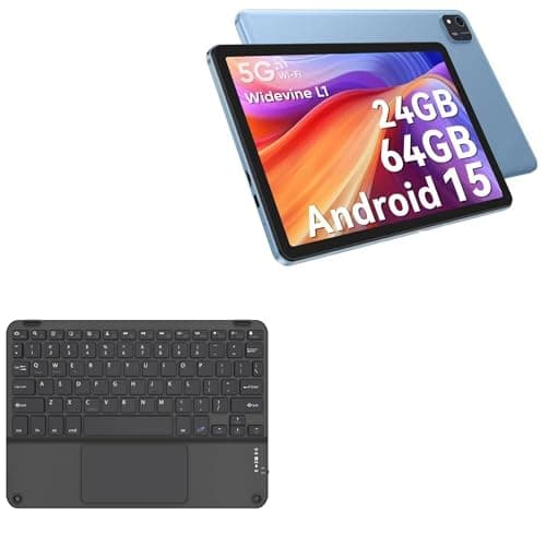 BoxWave Keyboard Compatible with EDDBNi 2025 Android Tablet (11 in) - SlimKeys Bluetooth Keyboard with Trackpad, Portable Slim TouchPad - Jet Black
