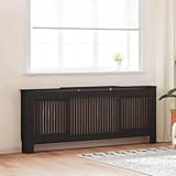 UBVNFGMK Black Engineered Wood Radiator Cover 2 Pcs 80.71 x 8.07 x 32.09 in, Modern Design with Shelf and Vertical Slats for Efficient Heat Flow