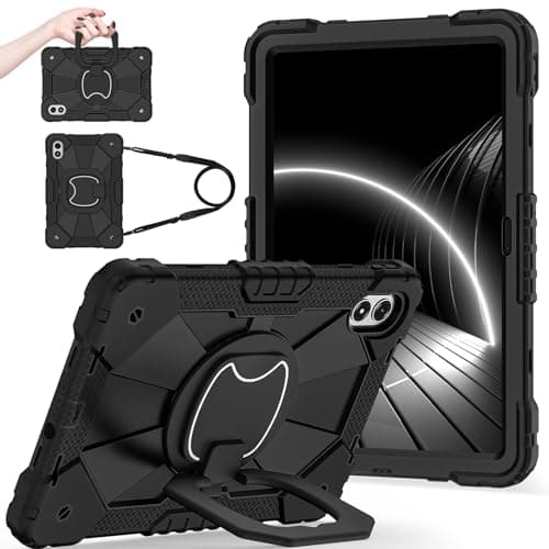 Case for Xiaomi Redmi Pad 2 Pro 12.1 inch 2025 Model Rugged Shockproof Case, Protective Case W 360 Rotating Kickstand + Hand Strap + Shoulder Strap(Siyah)
