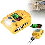 65W USB Battery Adapter Compatible with Dewalt, LIVOWALNY Power Inverter Battery Inverter Charger Power Station Power Supply with Type-C Port & USB Port & LED Light for Electronic Device