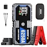 6250A Jump Starter Battery Jump Starter Battery Pack (for All Gas or 9.0+L Diesel), 2 USB Port, 12V Potable Car Jump Start with 3.2″ HD Display 48-Months Stand-by Time