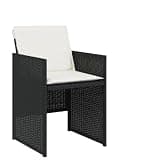 DXKDUSOKJ Patio Chairs with Cushions 4 Pcs, Black Poly Rattan Outdoor Seating with Flap Backrest and Removable Washable Covers, Powder-Coated Steel Frame