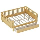 Sang Seiyoga Space Saving Storage Bed, Full Size Wood Platform Bed Frame with 2 Drawers, Solid Wood Low Profile Design for Bedroom, Guest Room Modern, No Box Spring Needed
