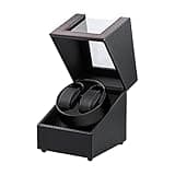 Mcbazel Watch Winder for Automatic Watches, Double Automatic Watch Winder Box with Quiet Japan-made Motor, 2 Slots Watch Display Storage Rotation Wrist watch Box (Black Carbon Fiber Leather)