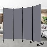 Room Divider Portable 88'' Partition Room Dividers and Folding Privacy Screens, 4 Panel Wall Divider for Room Separation, Freestanding Fabric Room Divider Panel with Wheel for Home, Space Partition