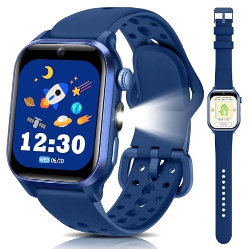 JoJoego Smart Watch for Kids, NO APP/Phone, Kids Watch with Flashlight,Video Camera Virtual Pet, 20 Puzzle Games, Heart Rate Sleep Monitor, IP68 Waterproof, Gift for Boys Girls 5-16, Blue