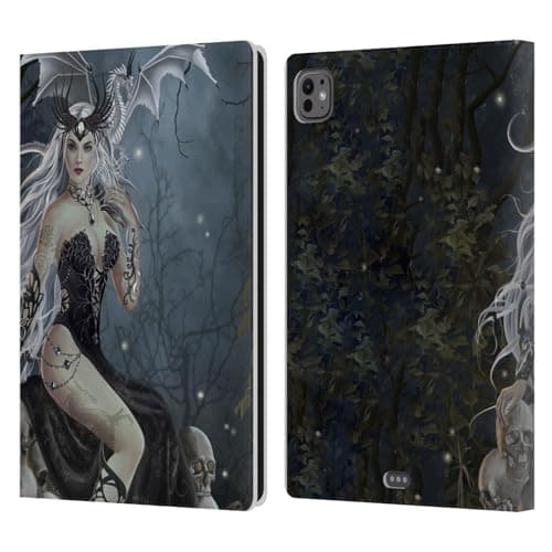 Head Case Designs Officially Licensed Nene Thomas Mad Queen of Skulls Dragon Gothic Leather Wallet Case Compatible with Apple iPad Pro 11 M4/M5 2024/2025
