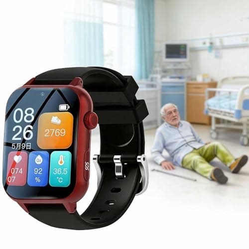ERICAT Senior Smart Watch, Fall Alert Devices Tracker with Call Function & Video Call, 1.83" Display & 830mah Battery Capacity, Health Monitoring and Long Battery, for Patients/Elderly Parents
