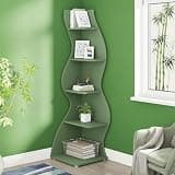 LOVEZOE 5 Tier Bookcase, White Storage Shelving Unit with Seagrass Inspired Design, Adjustable Shelves for Home Office Living Room, Board Material