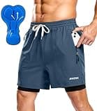 Bikewa Men's Mountain Bike Shorts 4D Padded Loose-fit Cycling Biking Bicycle Riding Biker Shorts for Men Zipper Pockets(Blue Grey,M)