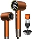High-Speed Hair Dryer, 160,000 RPM Blow Dryer with Diffuser, Nozzle, Comb,Orange